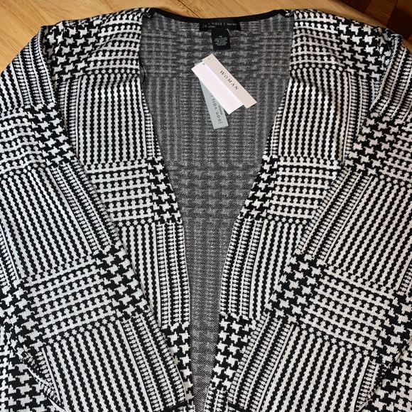 NEW Joan Vass black /white 3/4 sleeve cardigan $78 - Picture 7 of 8